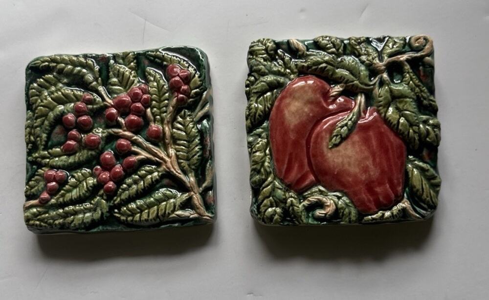 Hand Painted Ceramic Mosaic Tille 4”Fruit On Vine